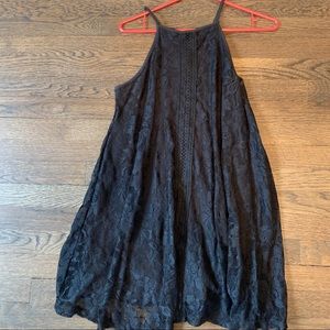 black lace high neck dress